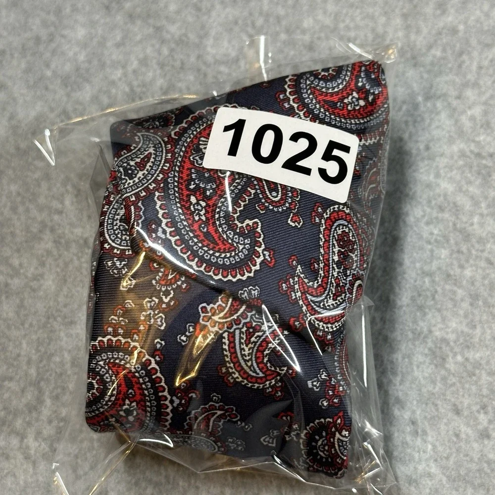 Reed James 100% Silk Navy Red Paisley Necktie Mens Classic Width Tie 56x3.1in